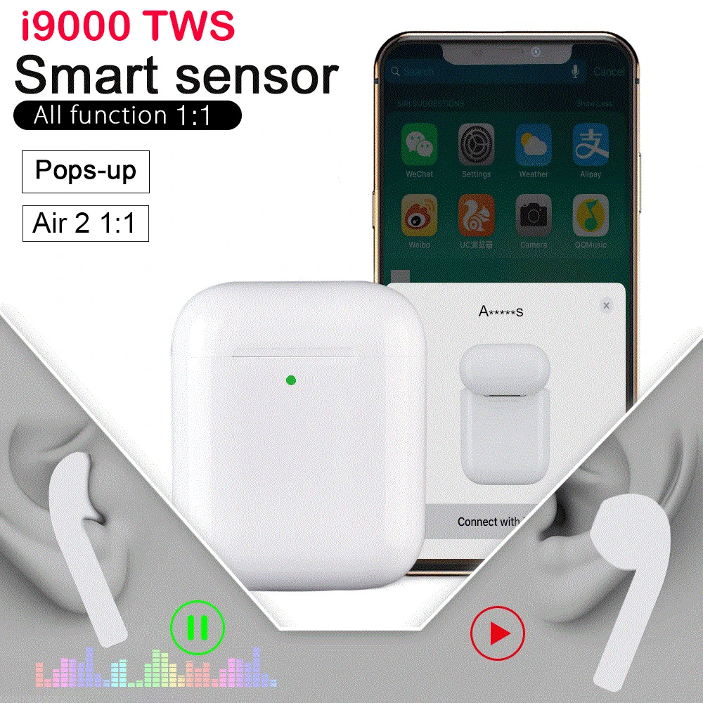 

Original i9000 1:1 tws 1536chip Bluetooth earphone With sensor and real 3 battery wireless Charging pk i2000 i1000 i500 i200 i10