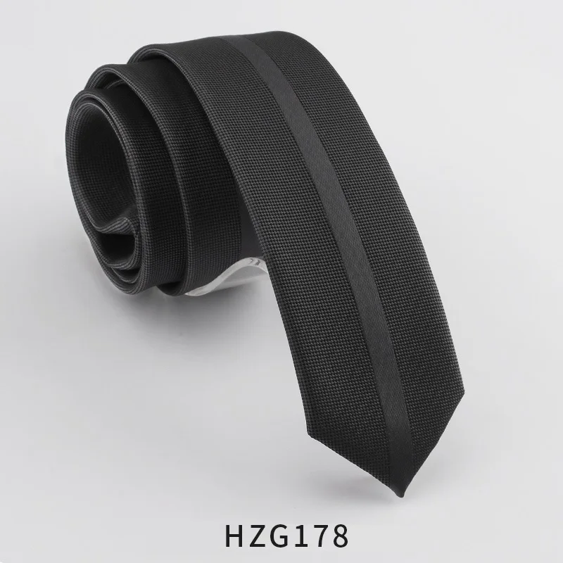 HZG178 Высокое качество новые дизайнерские бренды модные деловые повседневные 5,5 см тонкие галстуки для мужчин обтягивающие Галстуки рабочие с подарочной коробкой черные - Color: HZG178