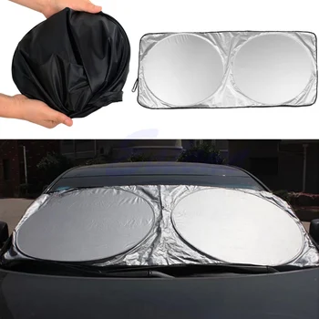 Jumbo składana przednia tylna osłona przeciwsłoneczna na okna samochodu Auto osłona przeciwsłoneczna osłona na szybę przednią N84F tanie i dobre opinie N84FD11929 CN (pochodzenie) Silver coated cloth