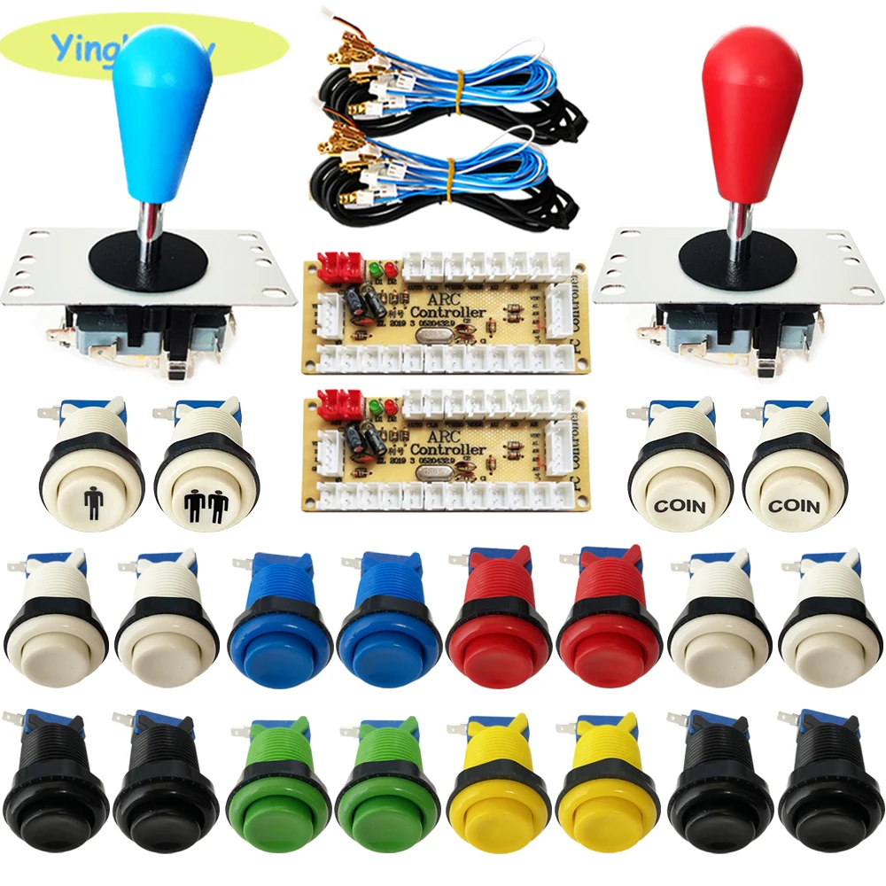 2 player arcade joystick kit zero delay mando usb encoder happ type button to PC Raspberry PI