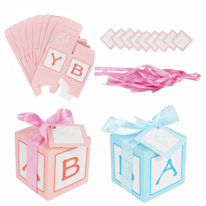 Babyshower 20 шт Подарочная коробка для детей на 1-й день рождения, вечерние принадлежности для детского душа, коробки для конфет, коробка для шоколада, Подарочная коробка для крещения, крещения