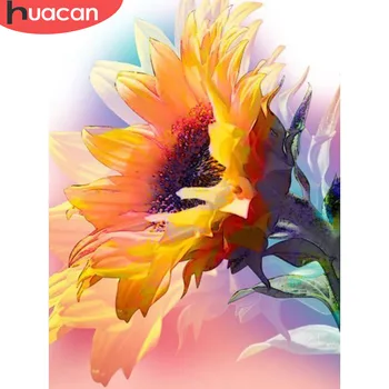 

HUACAN 5D DIY Diamond Painting Sunflower Full Drill Square Picture Of Rhinestone Diamond Embroidery Halloween Handmade Decor