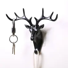 Wall hanging hook vintage deer head antlers hanging clothes hat scarf key kitchen shovel spoon hanger wall decoration