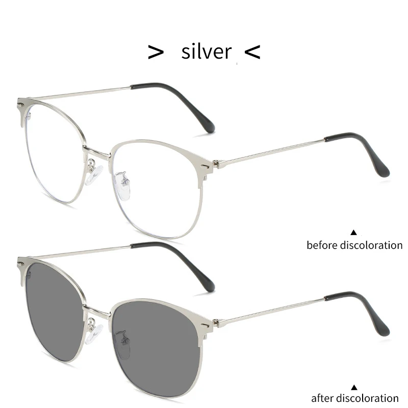 Metal Photochromic Anti Blue Light Glasses Men Transparent Computer Gaming Glasses Vintage Optical Eyeglasses Frames Spectacle blue filter glasses Blue Light Blocking Glasses