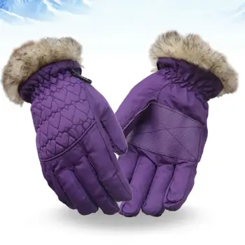 

Women Kids Winter Waterproof Ski Gloves Fluffy Plush Anti-Slip Thermal Insulated Sport Cycling Snowboard Mittens Wrist Warmer