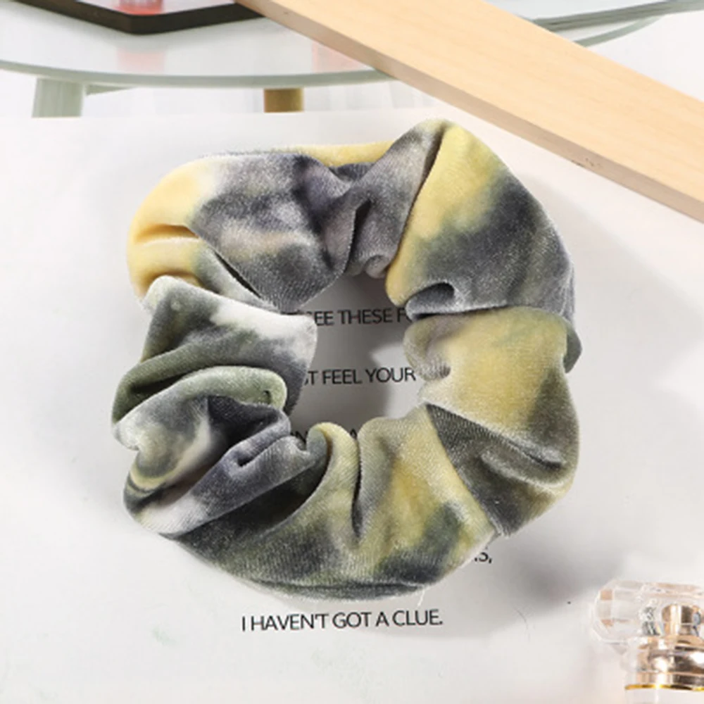 1PC Tie Dyed Scrunchie Velvet Hair Accessories For Women Girls Headbands Elastic Rubber Hair Tie Hair 3