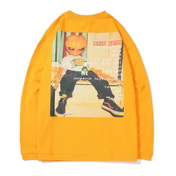 

Funny Alien Sweatshirts Men Autumn Harajuku Streetwear Pullover Outwear Hip Hop Casual Cotton Oversized Long Sleeve