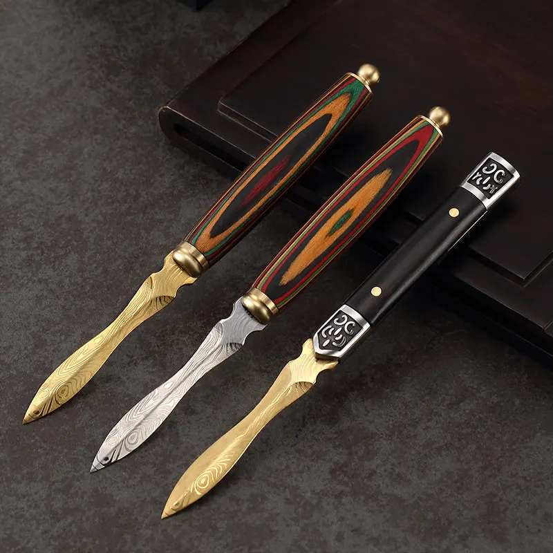 Tea Cutter Damascus Pattern Stainless Steel Tea Knife, Kung Fu Tea Accessories, Chinese New Year Gift