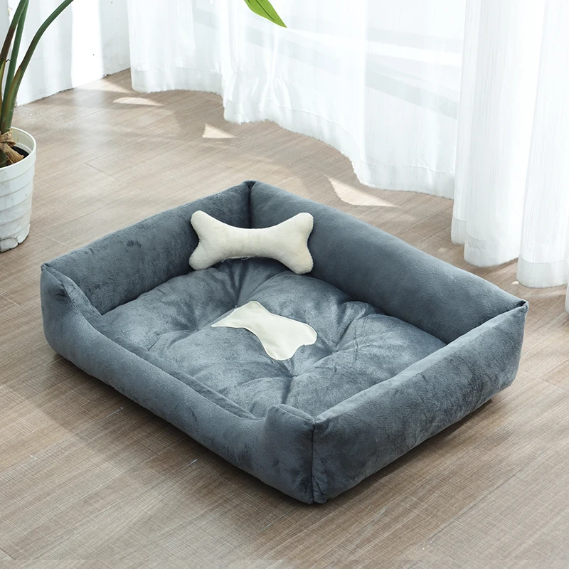 Caseta lavable de algodón para gatos y cachorros, estera de hueso para mascotas, productos cálidos para perros pequeños, medianos y grandes