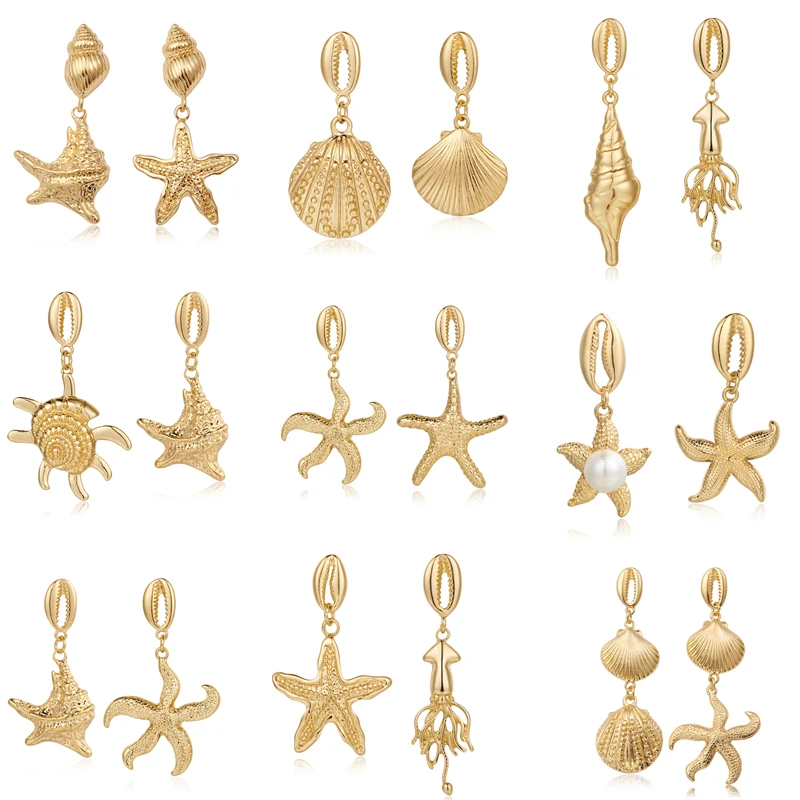 

2019 Boho Cowrie Shell Earrings For Women Earring Hanging Statement Drop Dangle Earrings Sea Shell Summer Beach Jewelry Bohemian