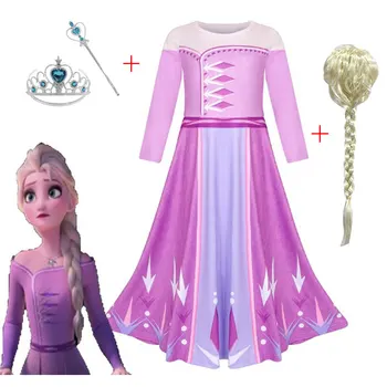 

Christmas new Anna Elsa girl long dress skirt girl cartoon ice snow 2 gift princess costume dress