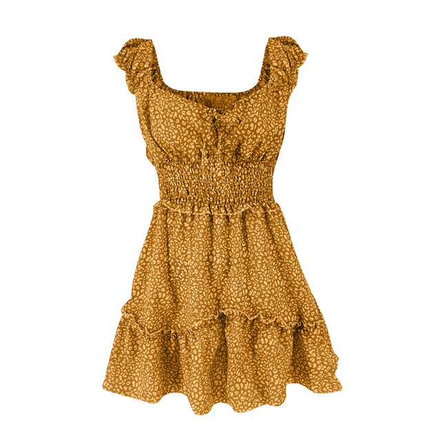 Women's Summer Dress Sexy Pleated Sleeve Polka Dot print Mini Dresses Bohemian A-line Sundress A Line Party Dresses 2022