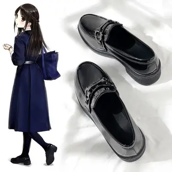 

Ins Small Leather School Girls Girl Children Shoes Party Female England Wind One Pedal Flat Bottom 2020 College Wind Jk Loafers