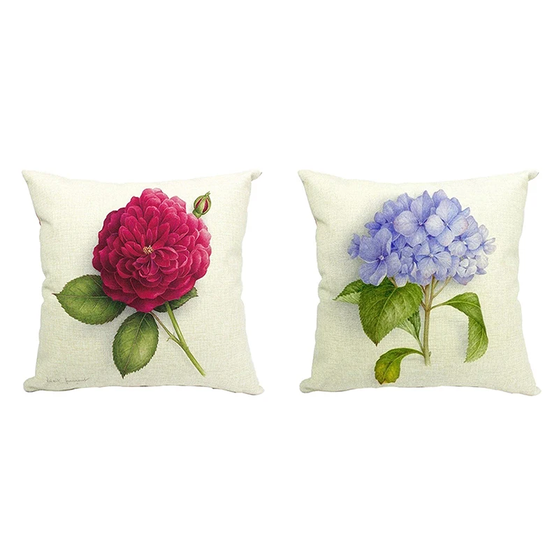 2 шт винтажная Цветочная/льняная декоративная наволочка для подушки, наволочка для дивана, декоративная (анютины глазки) & (цветок розы 1)