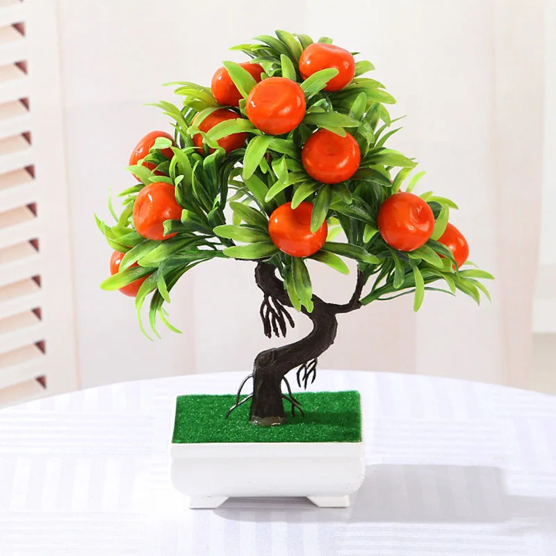 Simulation Fake Potted Bonsai Tree Artificial Fruit Desk Ornament Home Decor Lot