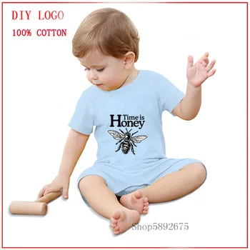 

Summer New Style Short Sleeved Girls boys Dress Baby Romper Time is Honey Beekeeper Bee Graphic Cotton Newborn Body Suit Baby