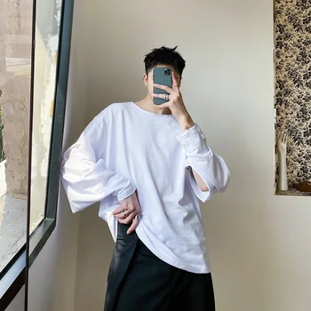 

EWQ / men's wear hollow out long-sleeved white T-shirt personalized design 2020 summer new fashionable round neck tops 9Y2463