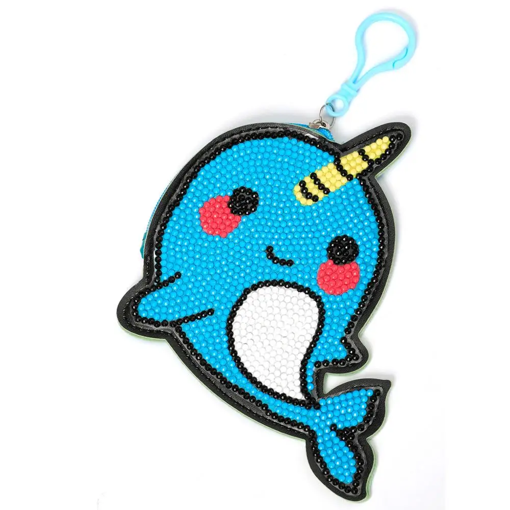 

1PC Creative Design Cartoon Blue Whale 5D DIY Diamond Painting Keychain Wallet Woman Girl Jewelry Keyring Knapsack Decoration