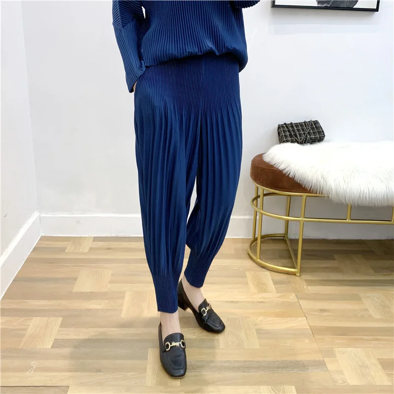 Новые MIYAKE плиссированные широкие брюки женские лопнутые плиссированные штаны-шаровары