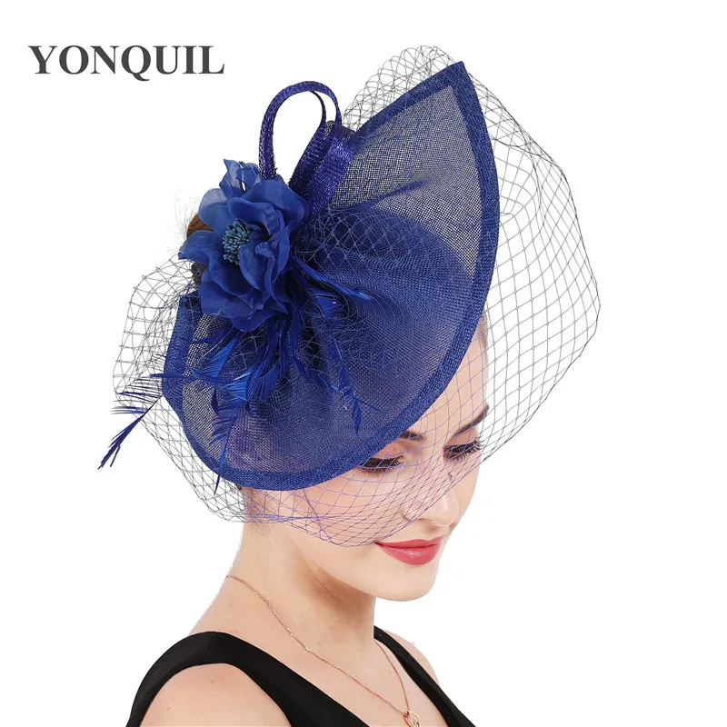 

Gorgeous female nice fascinators hats with floral mesh millinery elegant women bride wedding bow fascinator headbands headwear