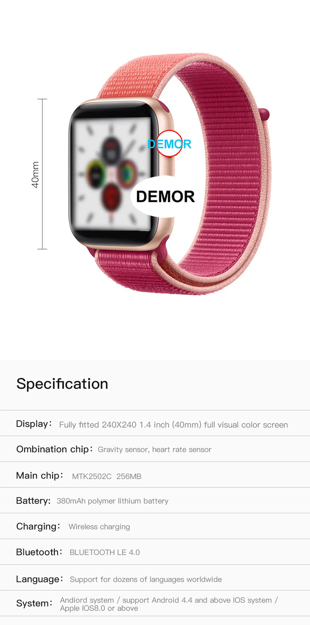 DEMOR IWO 12 Смарт-часы 44 мм 40 мм монитор сердечного ритма для мужчин и женщин умные часы для Apple iOS 9 iPhone 11 5 8X10 Android телефон