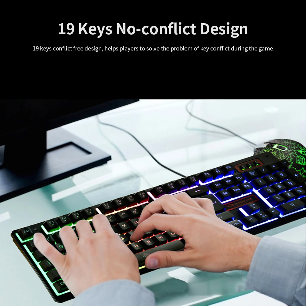 Клавиатура и мышь Combo N-Key rolover Проводная игровая мышь Бесшумная Офисная Клавиатура RGB мышь 104 клавиша Combos