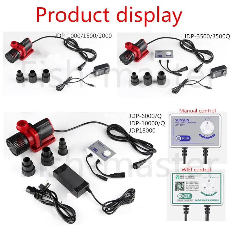 Water Pump Aquarium Water Pump Fish Tank Pump SUNSUN DC Variable Frequency Water Pump Flow Adjustable Submersible Pump High Lift Fish Tank Silent DCP DC JDP 18000