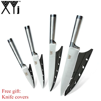 

New Arrival 4 Pcs Set Kitchen Knives XYj Brand Ergonomic Grip Handle 3.5" 5" 8" 8" Stainless Steel Knife Cooking Tools Top Sale