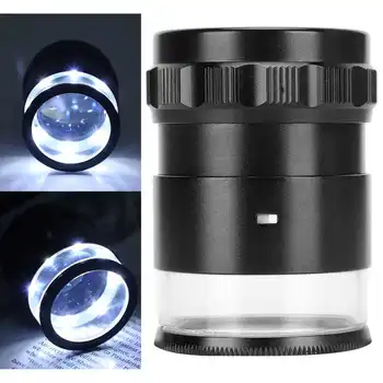 

10X Magnifier Loupe 8 LED Lights with Scale High Definition Adjustable Magnifying Optical Glass Jewelry Tool for Jewelers