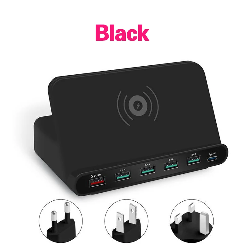 Беспроводное зарядное устройство Qi 5 USB подставка для телефона Samsung iphone быстрая