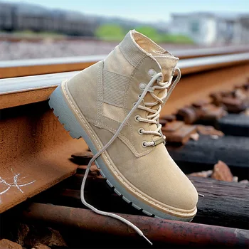 

LASPERAL Autumn New Fashion Men Boots High Quality Split Leather Ankle Snow Boots Casual Work Boots Safty Mens Shoes Warm