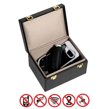 

Anti Theft Faraday Box Car Keyless Signal Blocker Key Fob Protector Leather Storage RFID Faraday Key Fob for Privacy Protection