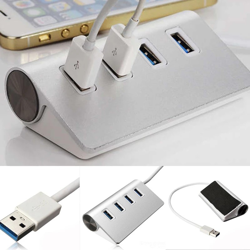 Accesorios portátiles universales USB 3,0, 4 puertos, 5Gbps, conexión de Cable, adaptador de concentrador de alta velocidad, enchufe y juego ABS
