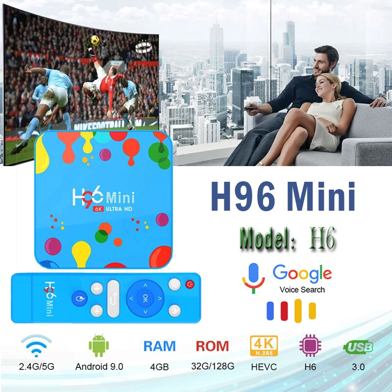 Мини H6 Android 9 0 6K HD Smart tv box медиаплеер H.265 H96 мини ТВ телеприставка Поддержка IPTV ltaly m3u