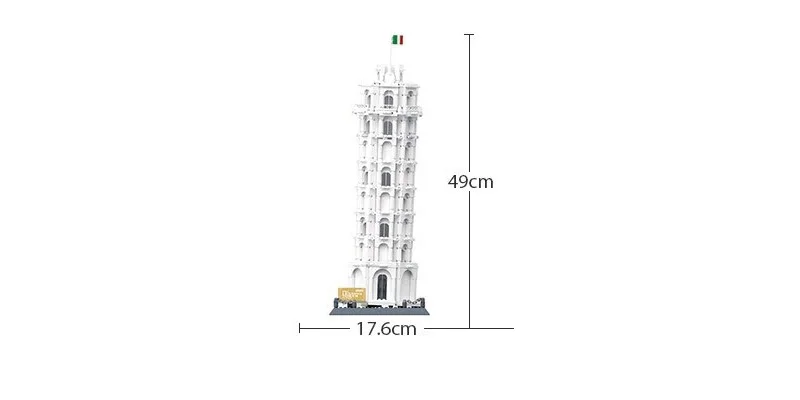 Weltgeschichtliches Kulturerbe Italienisches Schiefergebäude von Pisa Replik-Bausteinmodell Ziegelsteine Spielzeug als Geschenk – Detail 2