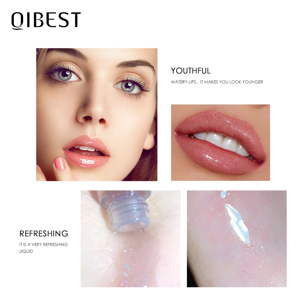 QIBEST Moisturizer Plumper Lip Gloss Long Lasting Transparent Lipgloss Base Watery Luster Glossy Lip Tint Waterproof Lips Makeup lip gloss lip makeup lip glaze lip tint lip plumper