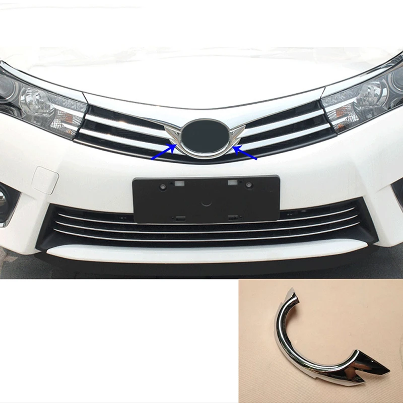 2014 2015 Car Accessories Grille Bumper Logo Frame Cover Trim ABS Front Mesh Chrome for Toyota Corolla Chromium Styling | Автомобили и