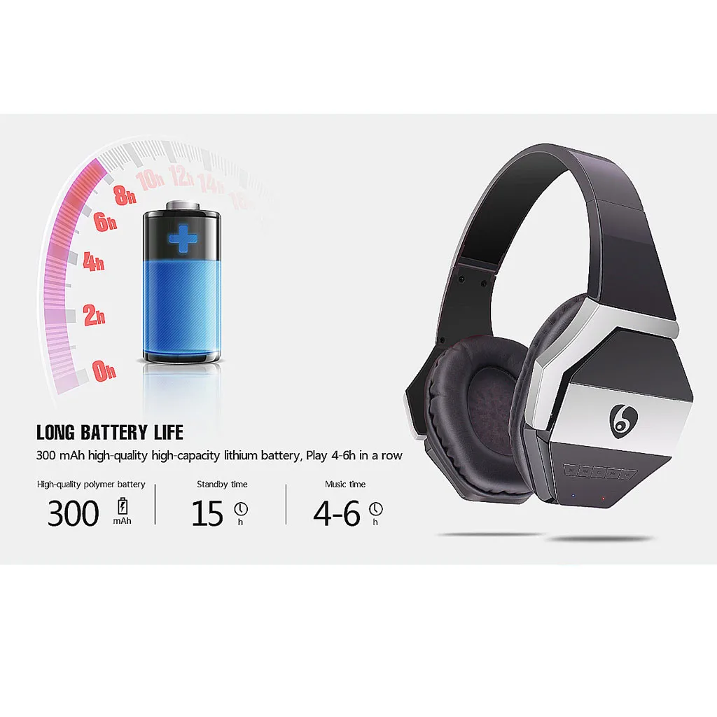 BT-606 Stereo Earphone Wireless Headband Gaming Card Radio Bluetooth Headset