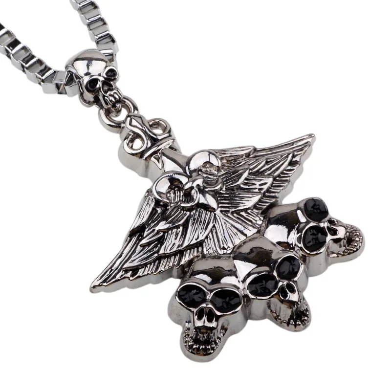 

Europe And America Hot Selling Devil May Cry Necklace Punk Skeleton Multi-headed Men Hip Hop Accessories Zygote Chain Necklace W
