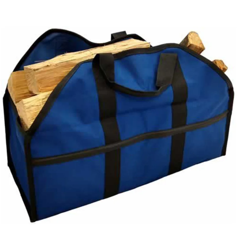 

TOP!-Large Log Carrier Tote Bag Outdoor Camping Firewood Carrying Wood Holders Storage Bag Blue