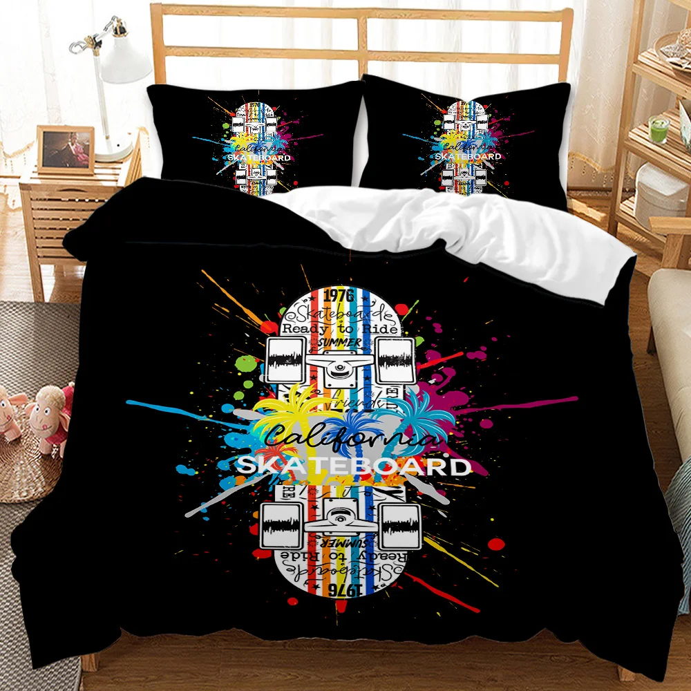 

Winter sports skateboard pattern printing duvet cover set single bed double bed two or three sets for boys and girls