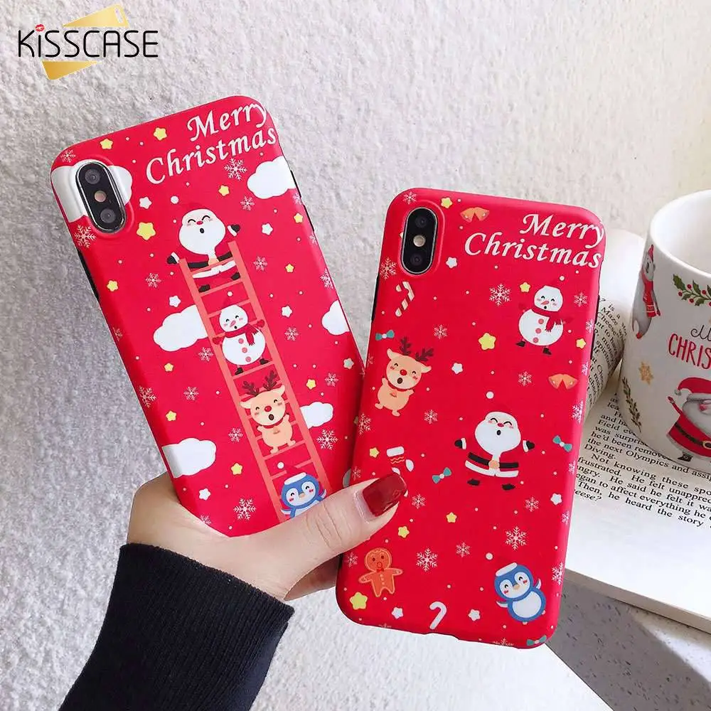 KISSCASE Christmas Phone Case For iPhone 11 Pro Max XS MAX Jubilant Deer Cases XR 7 8 6 6s Plus X Coque |