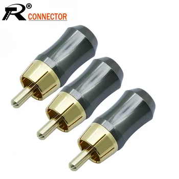 

10pcs/lot RCA Connector Gold Plated RCA Male Plug Soldering Audio Wire Connector High Quality Amplifier Speaker Plug Jack