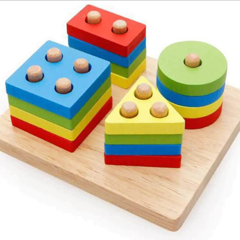 

Kids Building Block Geometry Intelligence Board Four Sets Column Shape Cognition Early Education Childhood Toys