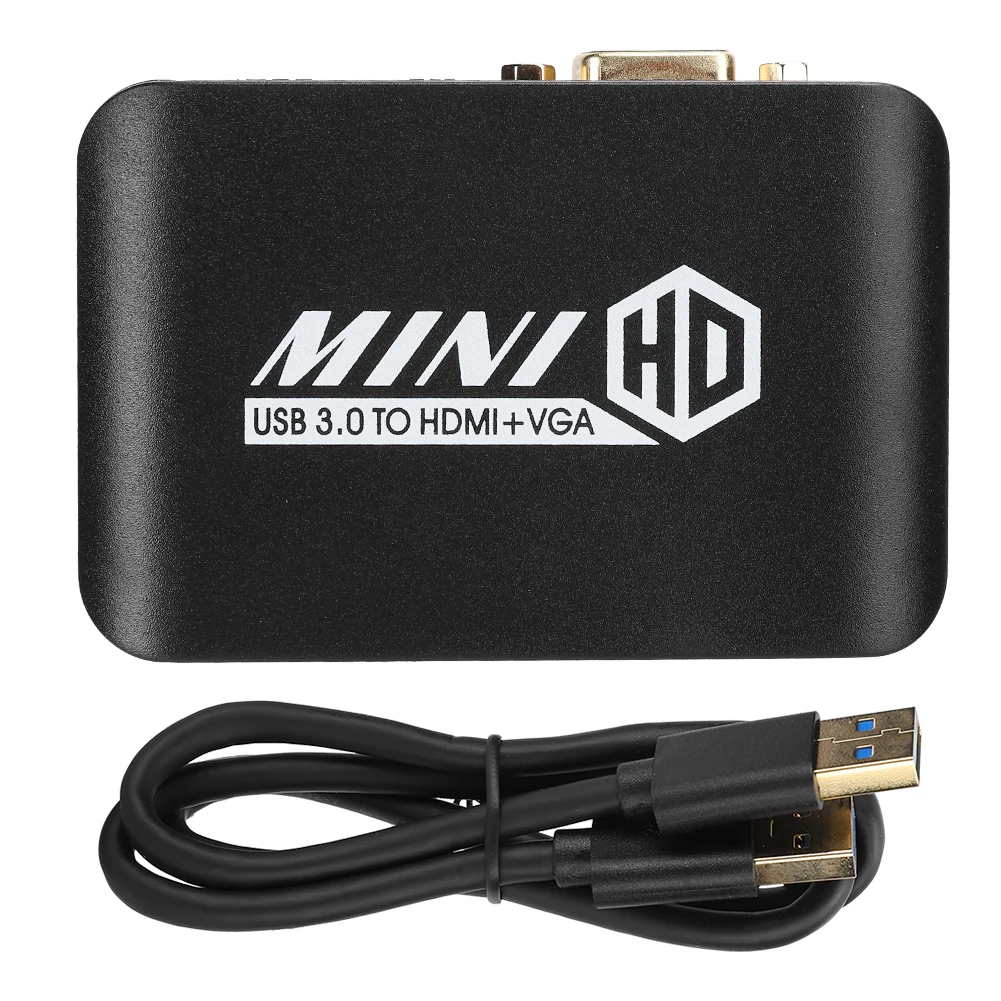 Адаптер видеопреобразователя 1080P HD USB3.0 на HDMI + VGA выход для Windows 7 / OS X 10 11 12 USB