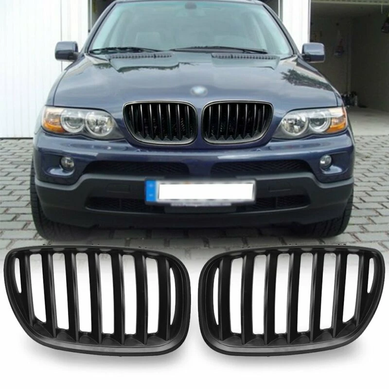Решетка радиатора Переднего Капота правая и левая матовая черная для BMW X5 E53 2004 2005