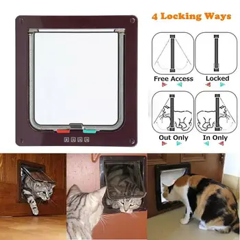 

Yonntech Pet Cat Doors with 4 Way Lockable Security Flap Door Kitten Pet Gate Large Size (UK warehouse)