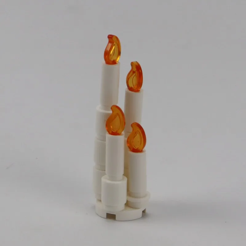 Блокировки кубики MOC блоков Белый Подсвечник свеча пламени детские развивающие