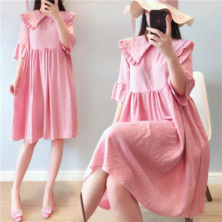 

Maternity Clothes 2019 New Style Fashion Maternity Clothes Tops Solid Color Simple Korean-style Peter Pan Collar Literature And