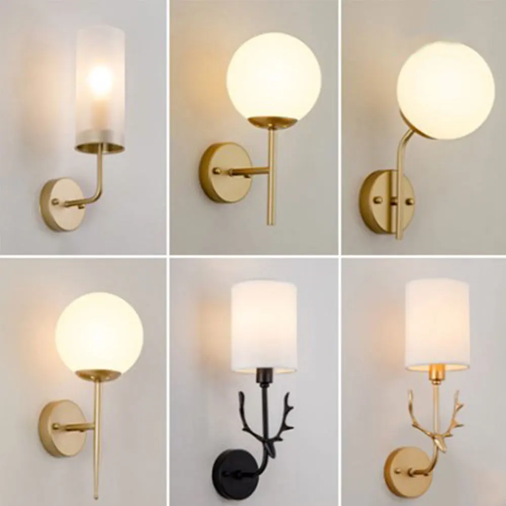 Modern Led Simple Glass shade wall lamp Nordic Bedroom bedside wall